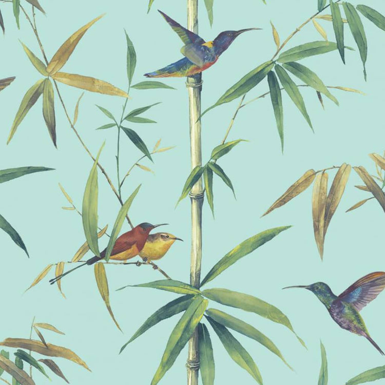 NOORDWAND NOORDWAND Fond d'écran Kolibri et Bamboo Turquoise