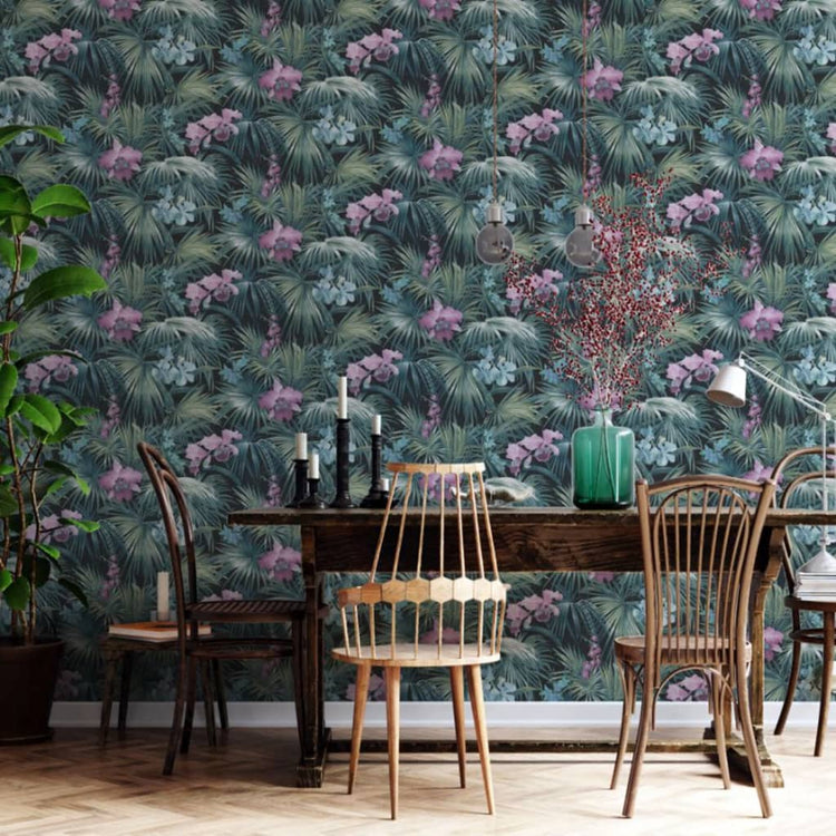 Mur nord NOORDWAND Fond d'écran des fleurs tropicales vertes