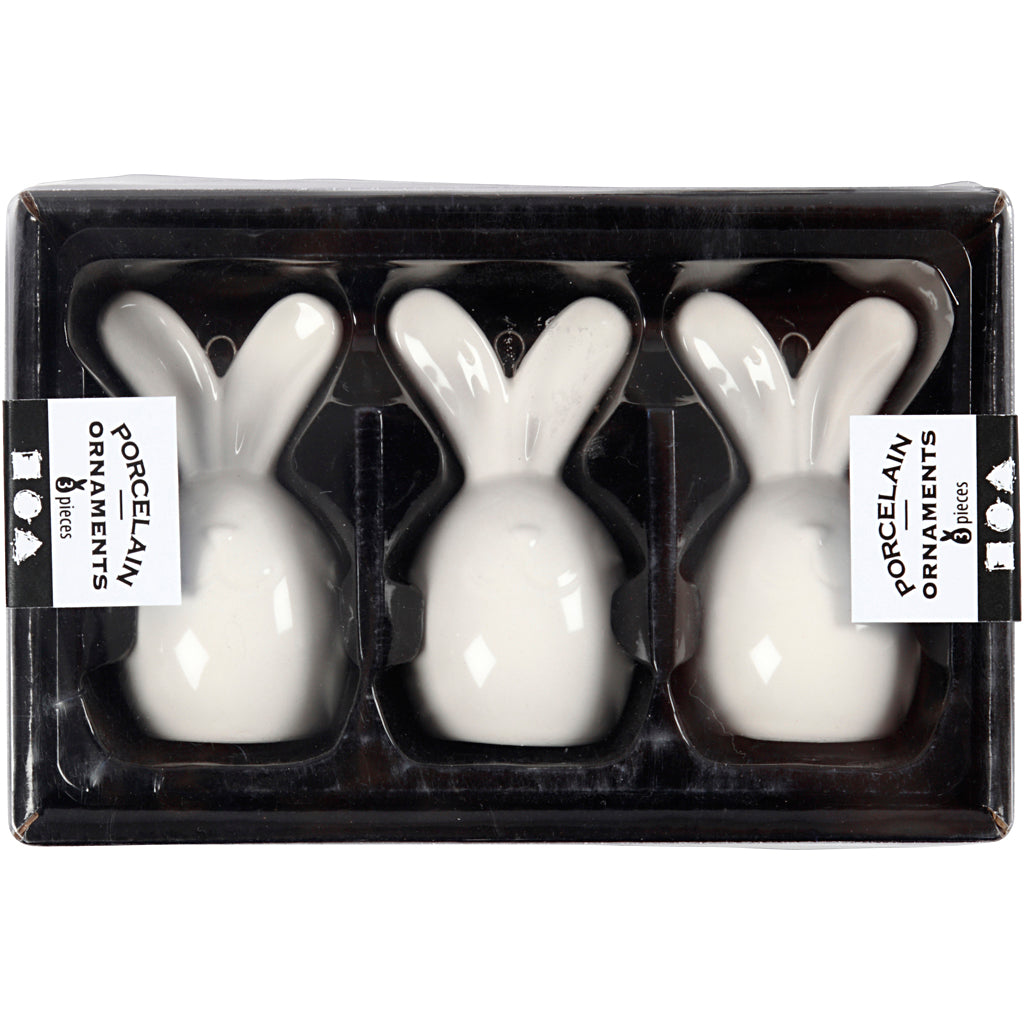 Lapin Creativ company, h : 6,7 cm, d 3,6 cm, blanc, 3 pièces 1 boîte