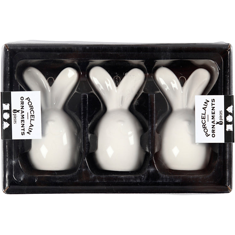 Lapin Creativ company, h : 6,7 cm, d 3,6 cm, blanc, 3 pièces 1 boîte
