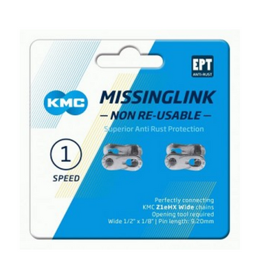 KMC Link WideKMC MissingLink Z1eHX NR EPT - Cadenas pour chaîne de vélo, 2m, noir