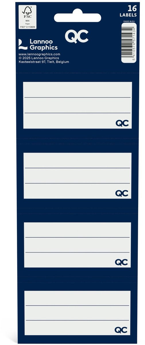 Etiquettes scolaires autocollantes couleur Qc bleu marine - lot de 16 pièces