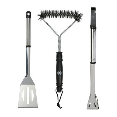 Interbosch flamecraft ensemble d'outils pour barbecue 3 pièces en acier inoxydable noir