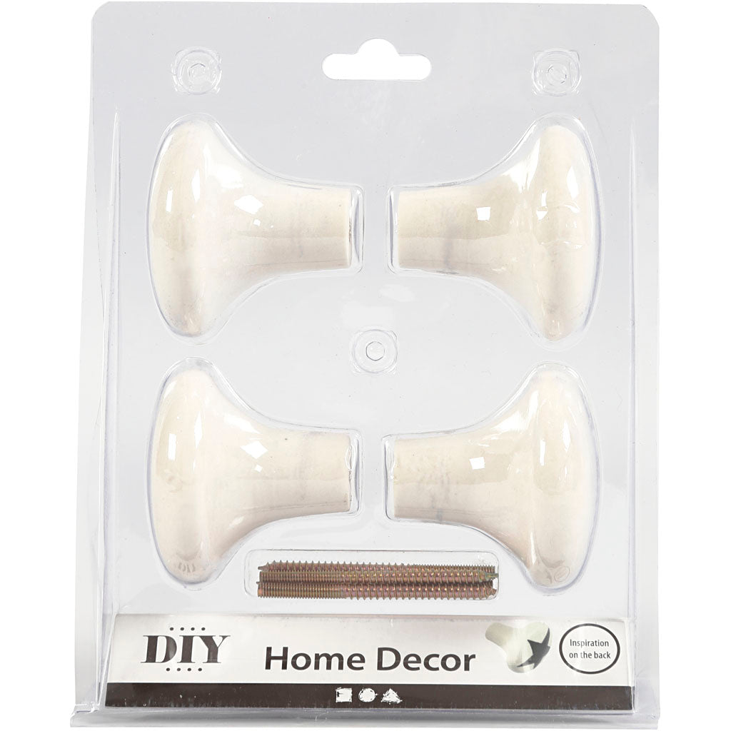 Crochet Creativ company, h : 5,1 cm, d 5,4 cm, blanc, 4 pièces 1 boîte