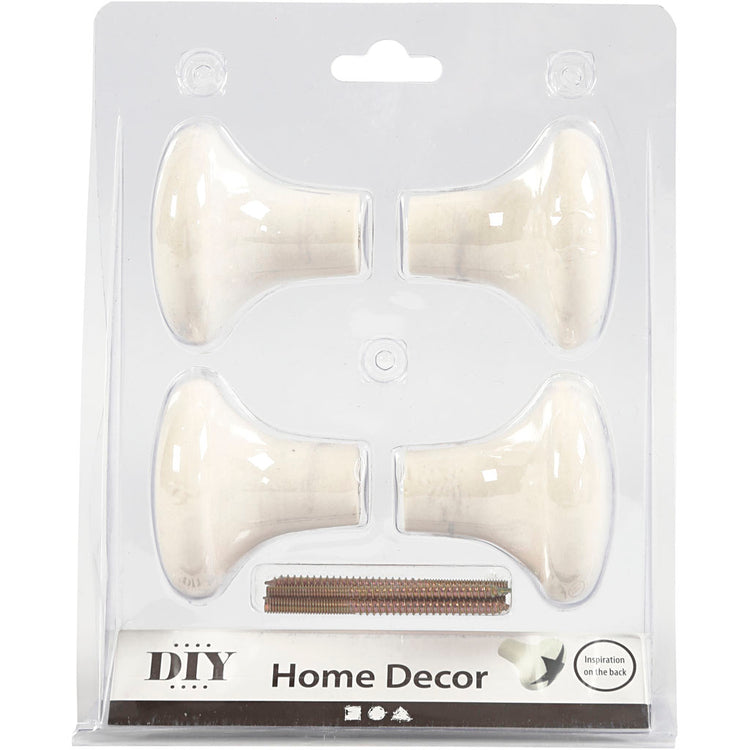 Crochet Creativ company, h : 5,1 cm, d 5,4 cm, blanc, 4 pièces 1 boîte