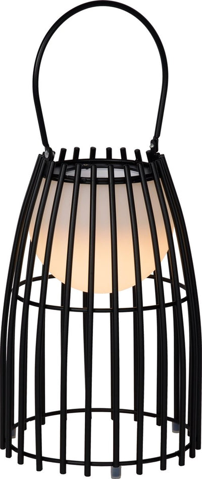 Lucide fjara - lampe de table rechargeable intérieur extérieur - batterie rechargeable - ø 17,5 cm - led dim pour réchauffer - 1x0,3w 3000k - ip44 - noir
