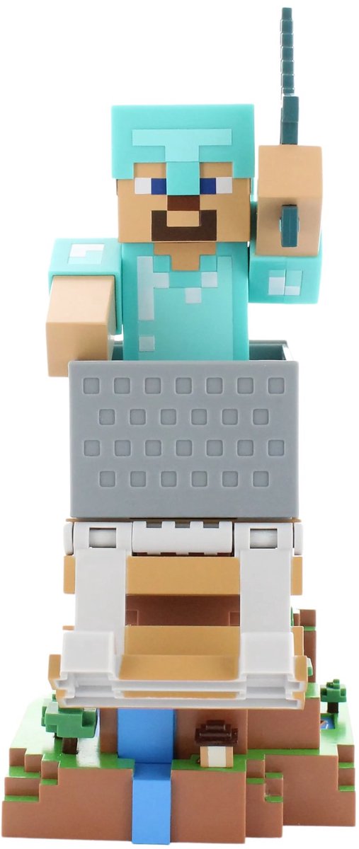 Cableguys minecraft - Diamond Steve - support de figurine pour téléphone | contrôleur | étui de chargement (les serre-câbles sont r.e.s.t.)