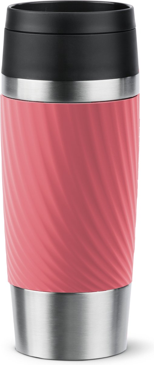 Tefal travel mug classic twist - bouteille thermos - 0,36l - rouge corail - compact - étanche - adapté au café