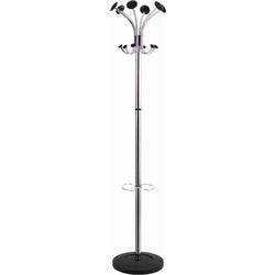Porte-manteau Abi chrome alba bois plastique base robuste porte-parapluie