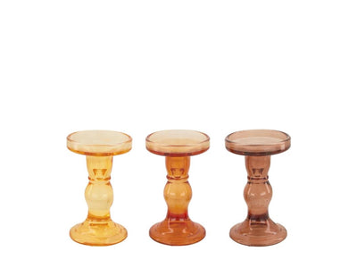 Bougeoir collections naturelles verre ø8,5x14cm tons marron