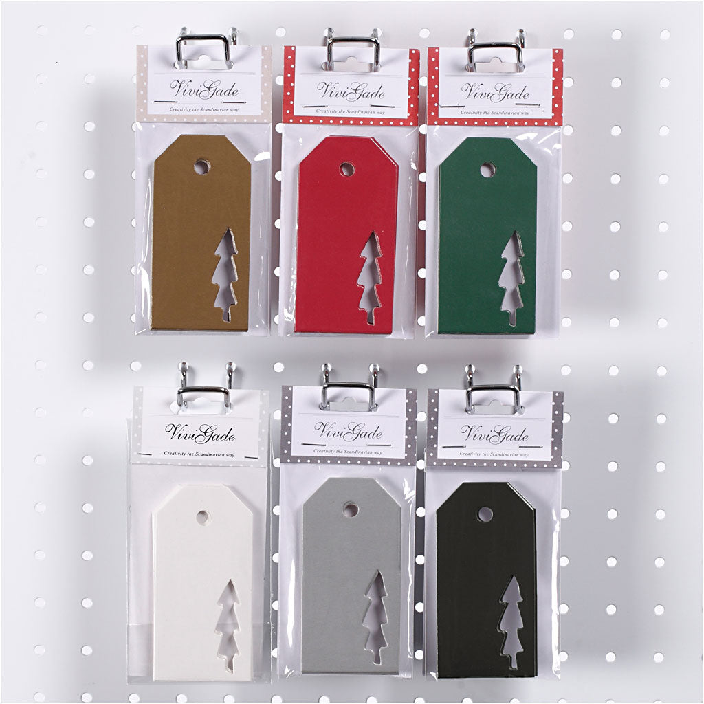 Étiquettes cadeaux Vivi Gade, sapin de Noël, format 5x10 cm, 300 g, boîte 6x10 1 boîte