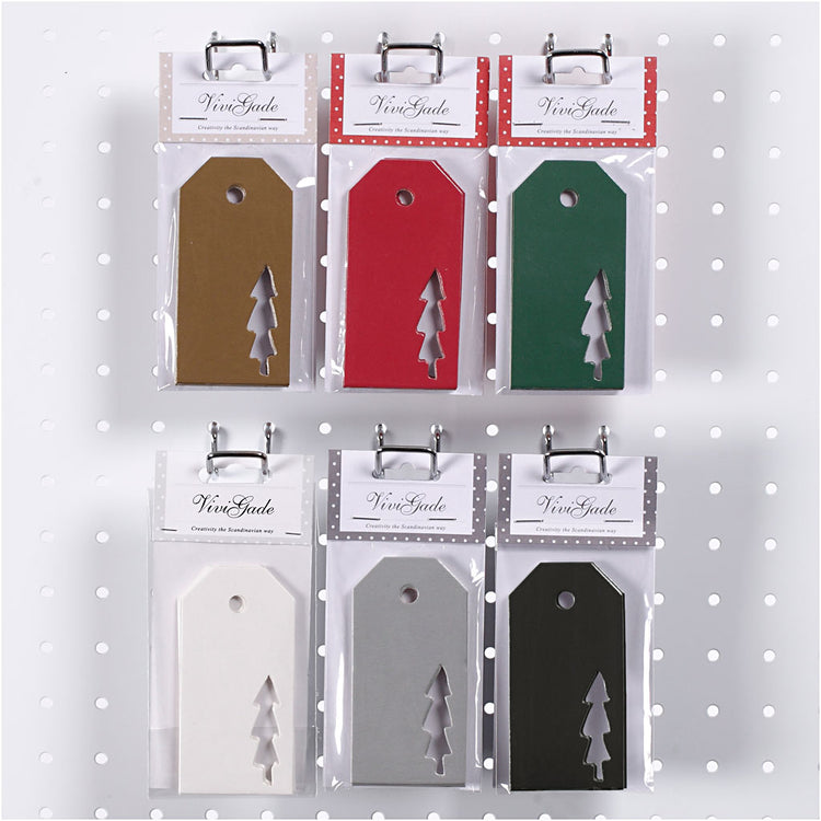 Étiquettes cadeaux Vivi Gade, sapin de Noël, format 5x10 cm, 300 g, boîte 6x10 1 boîte