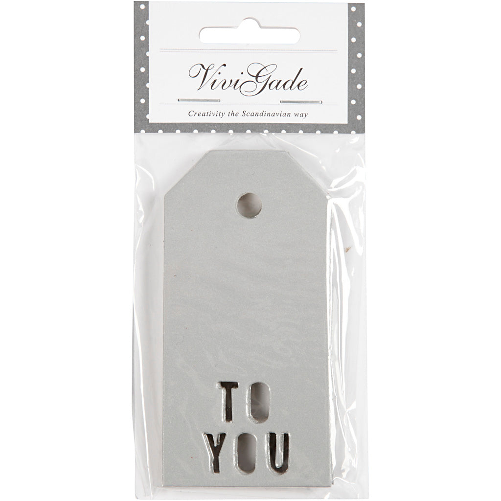 Étiquettes cadeaux Vivi Gade, à vous, dim. 5x10 cm, 300 g, argent, 15 pièces 1 boîte