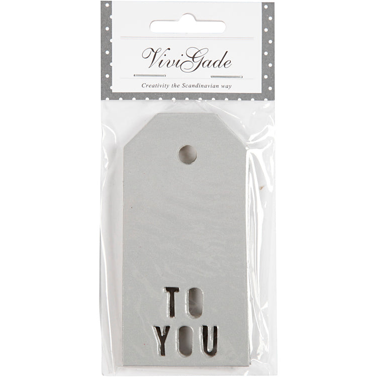 Étiquettes cadeaux Vivi Gade, à vous, dim. 5x10 cm, 300 g, argent, 15 pièces 1 boîte