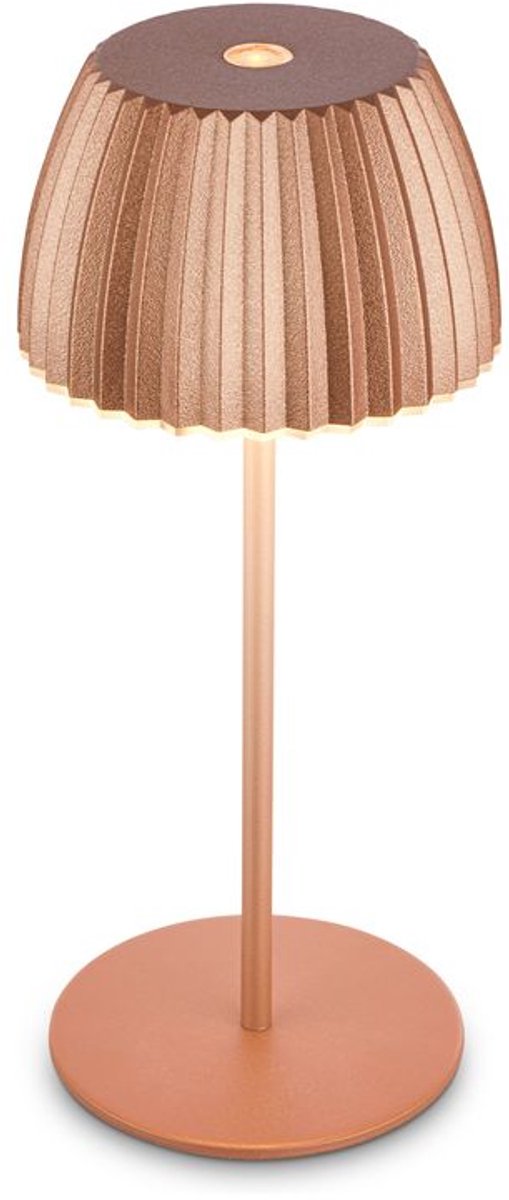 B.k.licht briloner champ mini - mini lampe de table rechargeable - lampe sans fil - dimmable au toucher - pour l'intérieur et l'extérieur - lauréat du prix du design allemand 2025 - cuivre - ø8,5 x 20cm