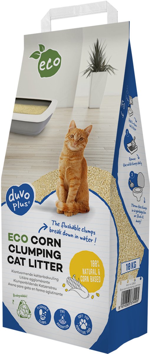 Duvo plus - litière pour chat - chat - litière agglomérante pour chat éco maïs 10kg 16,37l - 1pc