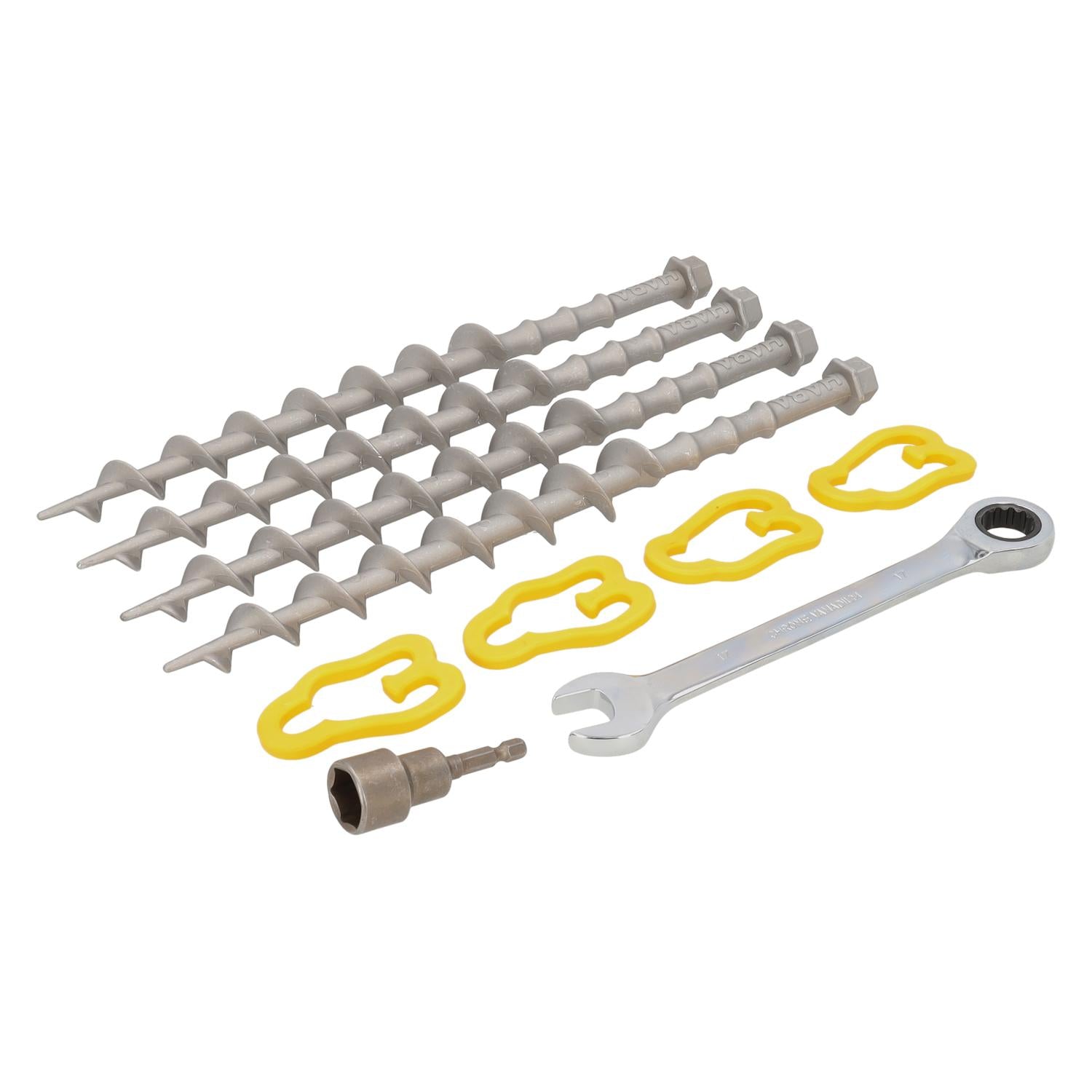 Jeu complet de chevilles à vis Alu-camp 31 cm (jeu de 4) - comprenant pièce d'adaptation et clé