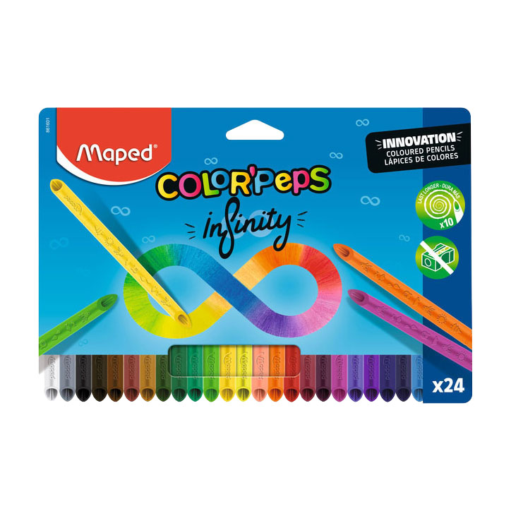 Crayon de couleur Quantore maped color peps infinity, ensemble de 24 couleurs