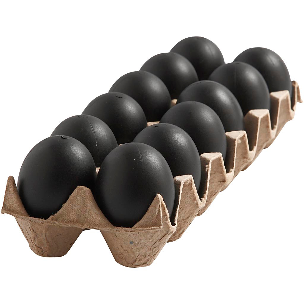 Oeufs Creativ company, h: 6 cm, noirs, 12 pièces, 1 boîte