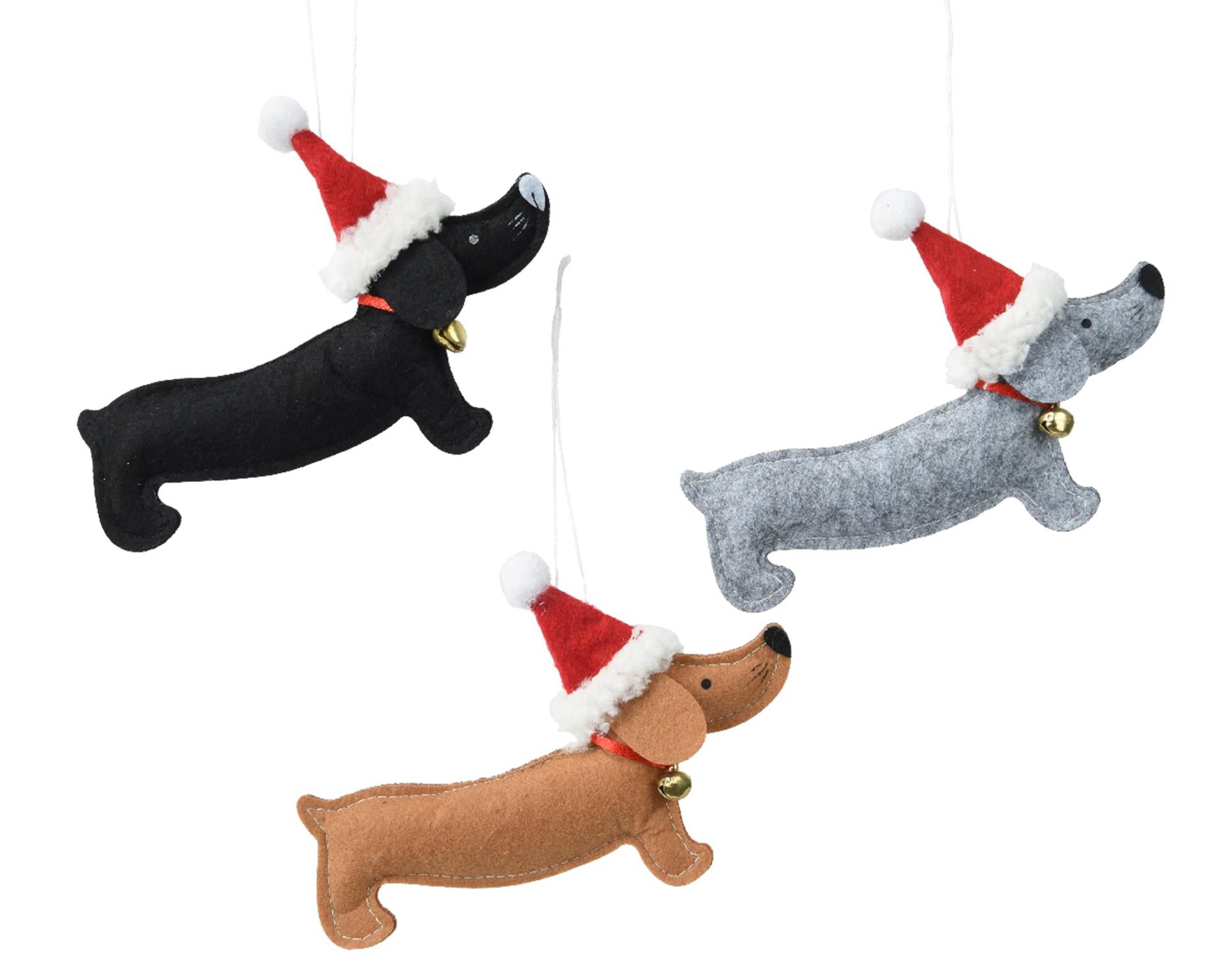 Decoris pendentif de Noël teckel feutre 15cm