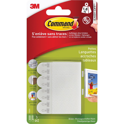3m 1075981 - cadres photo command bandes s blanc 4 paires | 12 pièces