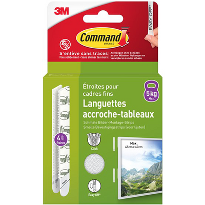 3m 1075977 - cadres photo command bandes étroites4 paires blanc | 12 pièces