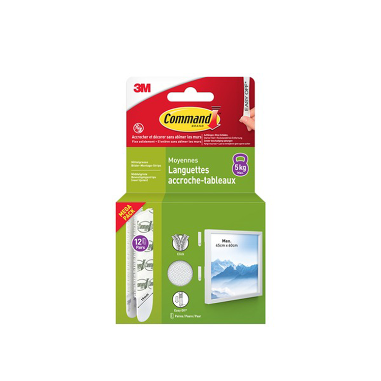 3m 1075980 - cadres photo command bandes m blanc 12 paires | 8 pièces