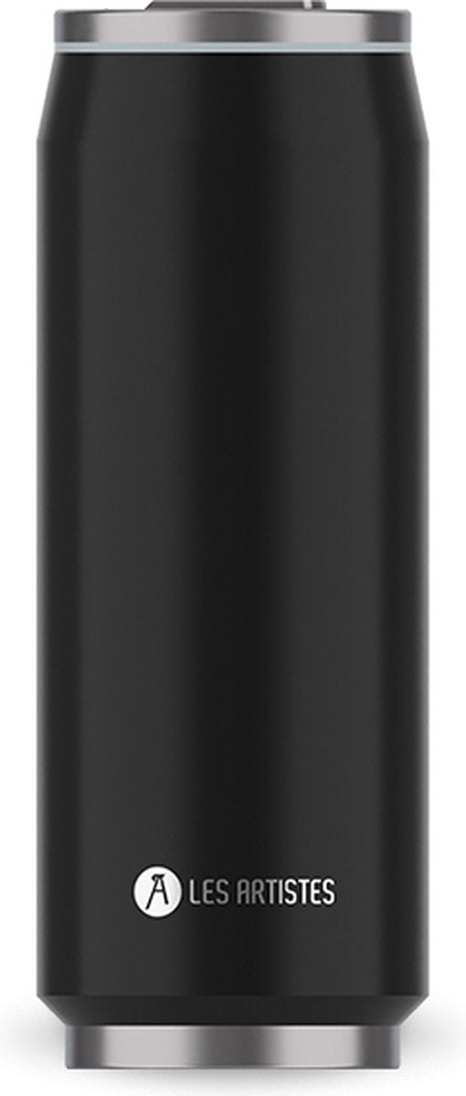 Les artistes paris tasse thermos canette 500ml - avec paille intégrée - noir - lp-a1881