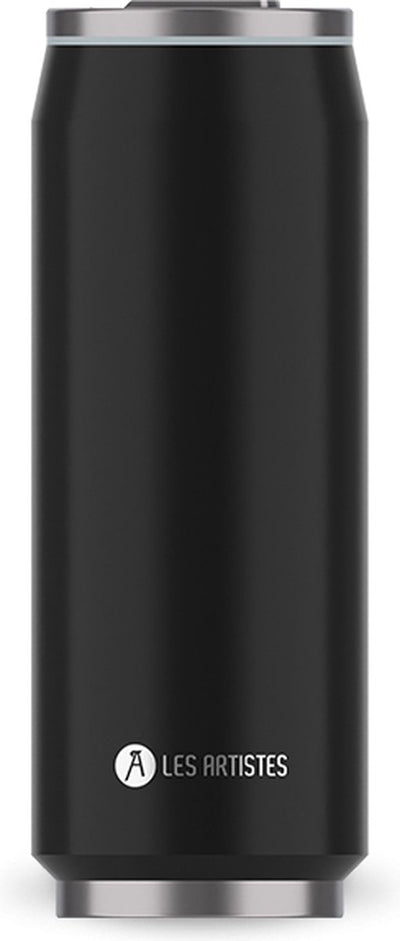 Les artistes paris tasse thermos canette 500ml - avec paille intégrée - noir - lp-a1881