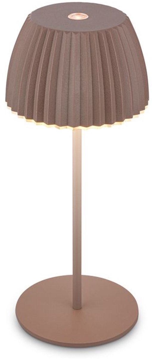 B.k.licht briloner champ mini - mini lampe de table rechargeable - lampe sans fil - dimmable au toucher - pour l'intérieur et l'extérieur - lauréat du prix du design allemand 2025 - marron - ø8,5 x 20cm
