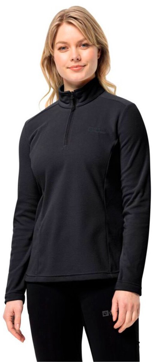 Veste polaire wolfskin taunus avec demi-fermeture éclair noir m femme