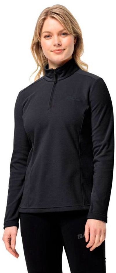 Veste polaire wolfskin taunus avec demi-fermeture éclair noir m femme