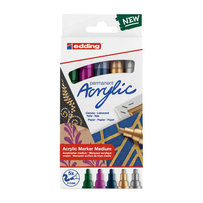 Marker acrylique quantique Edding Metallic, 5 pcs.