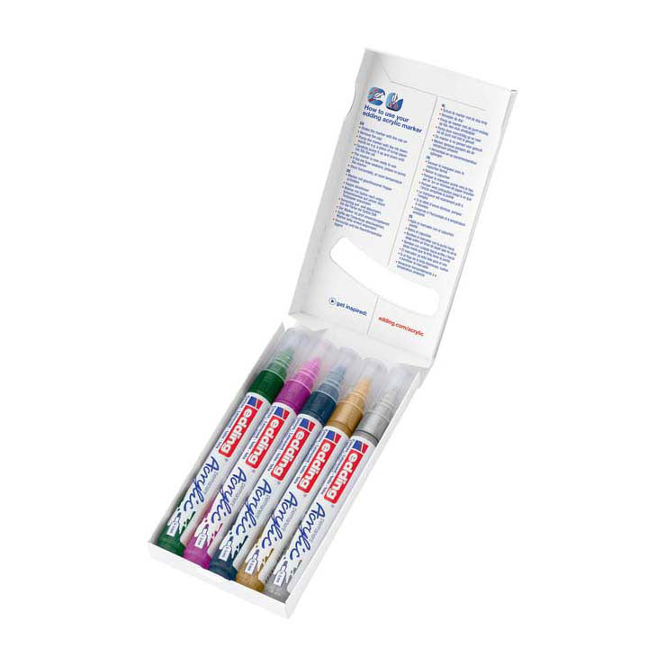 Marker acrylique quantique Edding Metallic, 5 pcs.