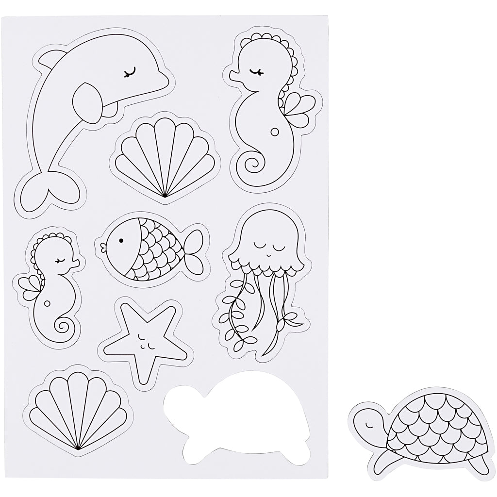 Aimants Creativ company, figures marines, feuille 14,85x21, 1 feuille