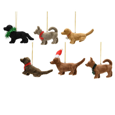 Decoris pendentif de Noël chien 11,5x.3,5x6cm plastique 6 assortis