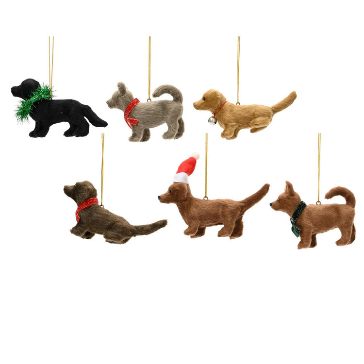 Decoris pendentif de Noël chien 11,5x.3,5x6cm plastique 6 assortis