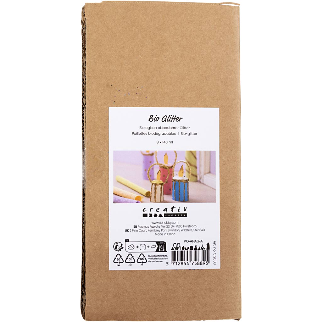 Creativ company bio sparkles, différentes couleurs, 8x140 ml 1 boîte