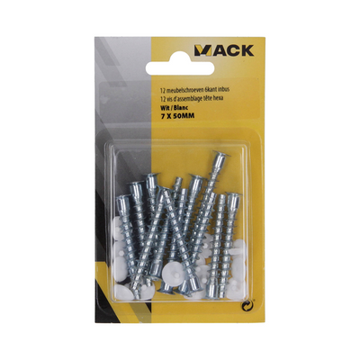 Mack 1075810 - 12 vis pour meubles hexagone 6 faces 7 x 50mm | 10 pièces