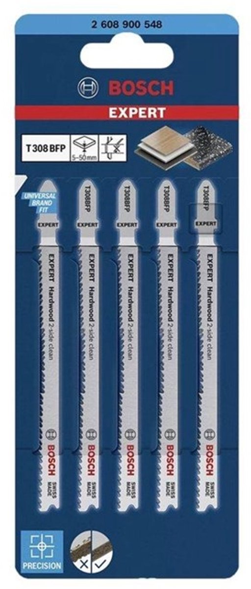 Bosch série expert - lame de scie sauteuse - nettoyage 2 côtés - t308bfp - bois et stratifié