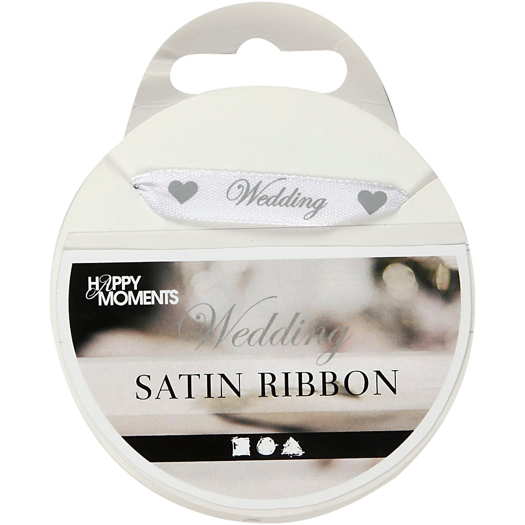 Ruban de satin Creativ company, l: 10 mm, blanc, 8 m 1 rouleau