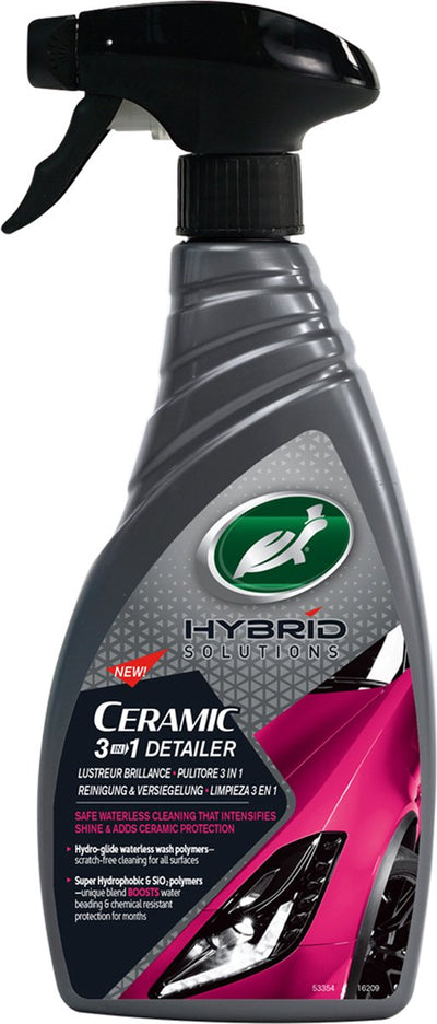 Turtle Wax HS Ceramic 3in1 Detailer - Nettoyage sans eau en toute sécurité - Pour entretenir la peinture - Intensifie la brillance - Utiliser régulièrement - 500 ml