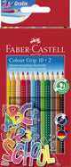 Crayons de couleur Faber-castell - avec grip - set 10+2 pièces - fc-201585
