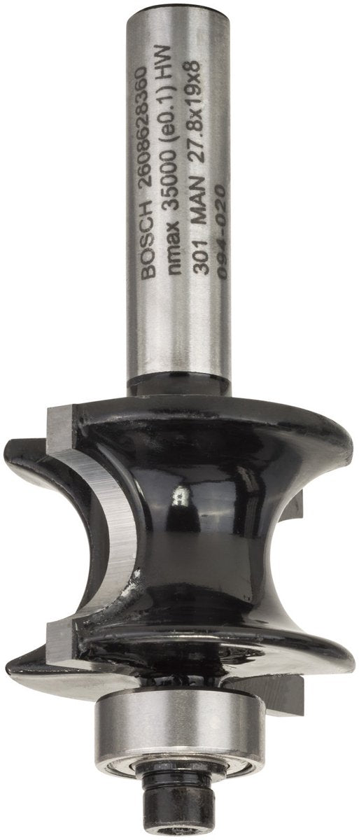 Bosch - fraises à profil semi-creux 8 mm, r1 6 mm, l 19 mm, g 63 mm