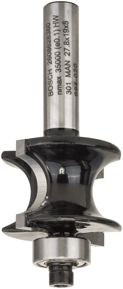 Bosch - fraises à profil semi-creux 8 mm, r1 6 mm, l 19 mm, g 63 mm