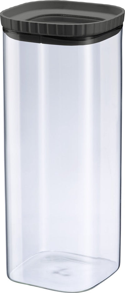 Pot en verre Westmark avec couvercle en silicone - pot de conservation pratique avec couvercle, idéal pour conserver les pâtes, les épices, le thé, les friandises et bien plus encore, carré, empilable - 2 230 ml