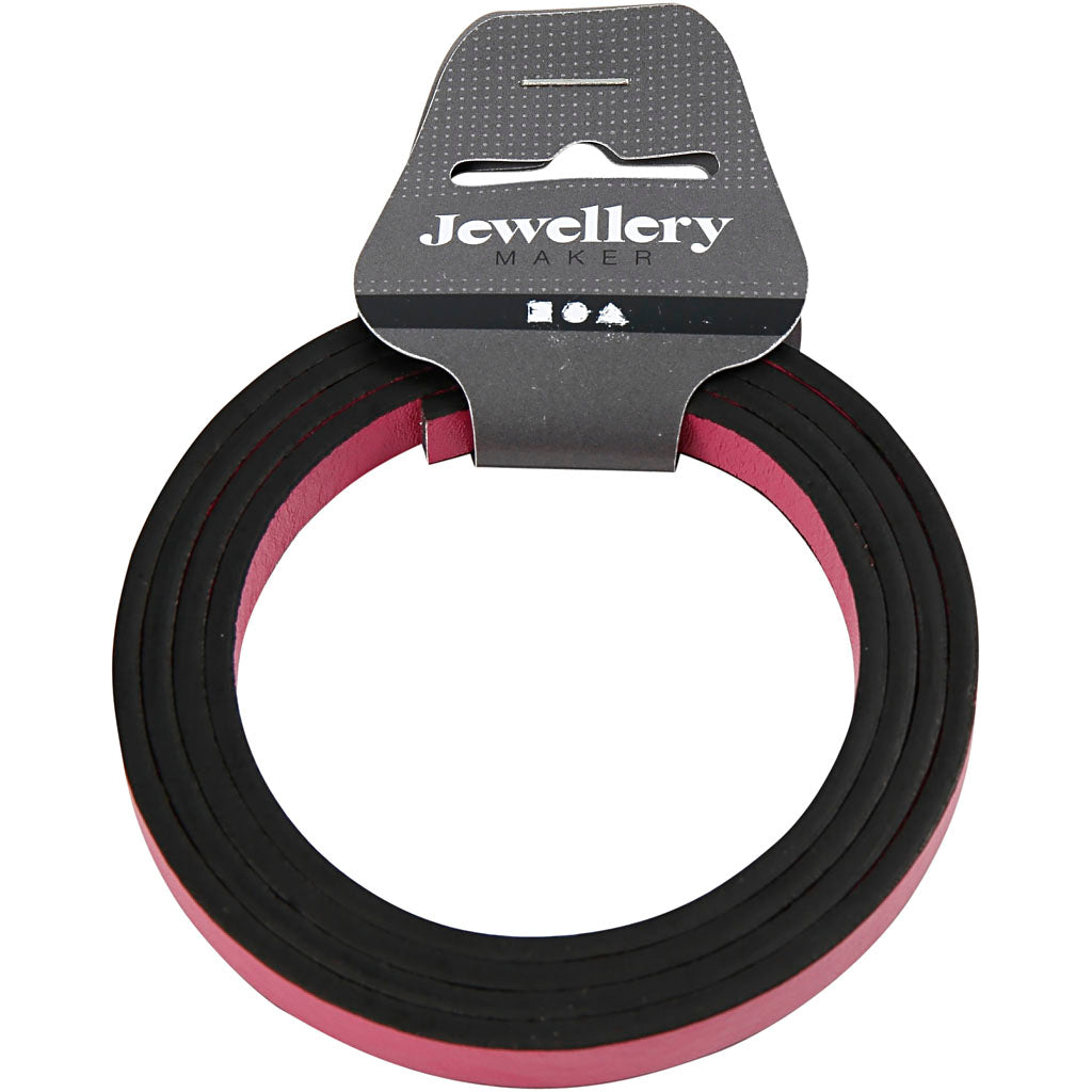 Bracelet Creativ company en simili cuir, l: 10 mm, épaisseur 3 mm, rose, 1 m 1 boîte