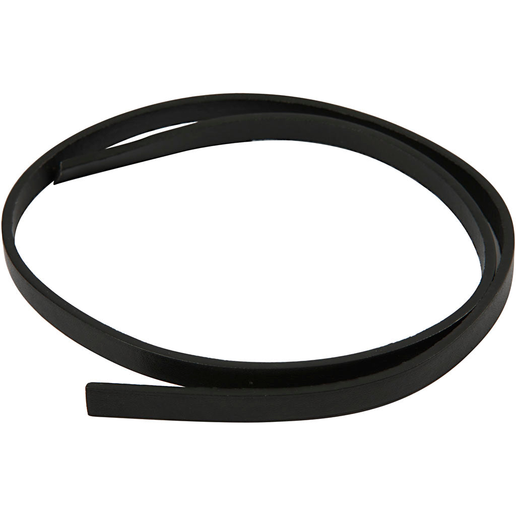Bracelet Creativ company en simili cuir, l: 10 mm, épaisseur 3 mm, noir, 1 m 1 boîte