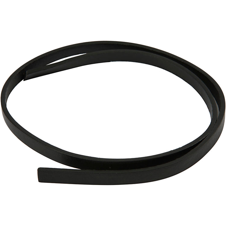 Bracelet Creativ company en simili cuir, l: 10 mm, épaisseur 3 mm, noir, 1 m 1 boîte