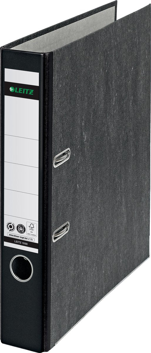 Classeur 180° leitz 1050 carton papier marbré rb trou de préhension 5,2 cm étiquette dos
